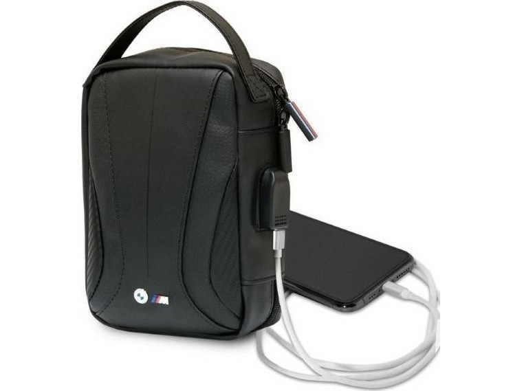 Carbon&amp Perforeret   Taske   Organiser Med Ekstern Usb Port (sort) fra Bmw