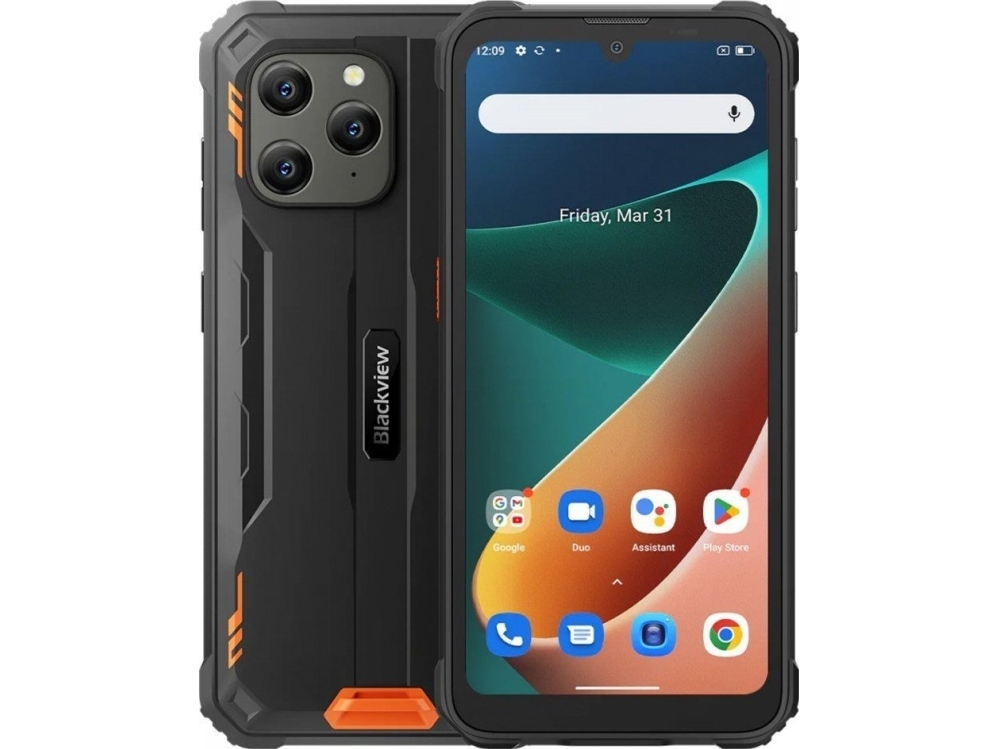 Bv5300 Pro, 15,5 Cm (6.1"), 4 Gb, 64 Gb, 13 Mp, Android 14, Sort, Orange fra Blackview